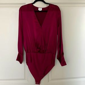 CAMI NYC Allison Silk Long Sleeve Wrap Bodysuit